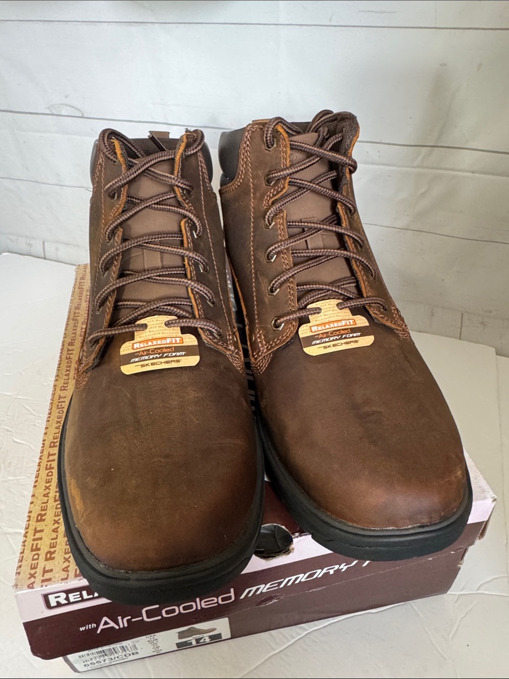 Skechers Men’s Size 14 Brown Relaxed Fit Memory Foam Work Boots Segment Garnet - Picture 2 of 8